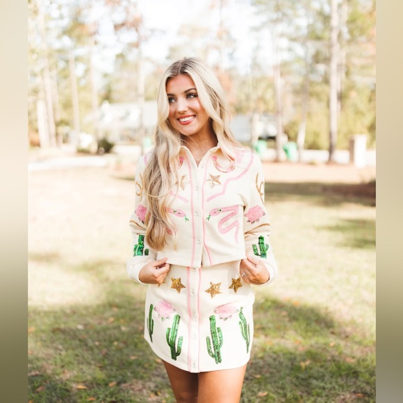 NWT QUEEN OF SPARKLES COWGIRL SHIRT AND SKIRT SET - Picture 4 of 7